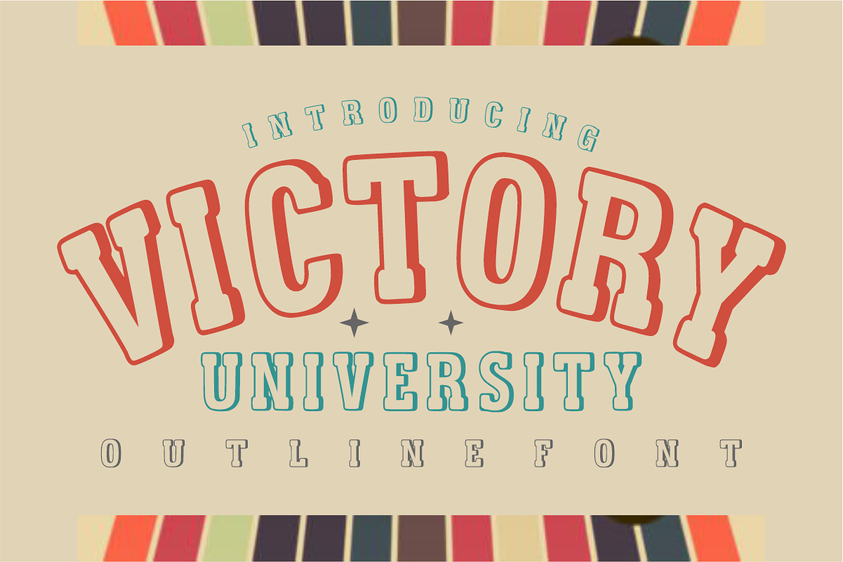 Victory University- Outline Font, a Slab Serif Font by KiddoGlyphs Studio (Photo 1 of 5)