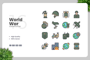 World War Colored Icons, an Icon by Upnowgraphic