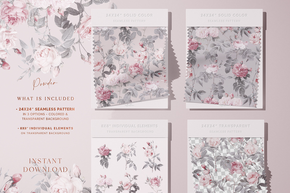 Pastel Pink Flowers Paper Pack, a Pattern Graphic by paper aesthetic (Photo 2 of 9)