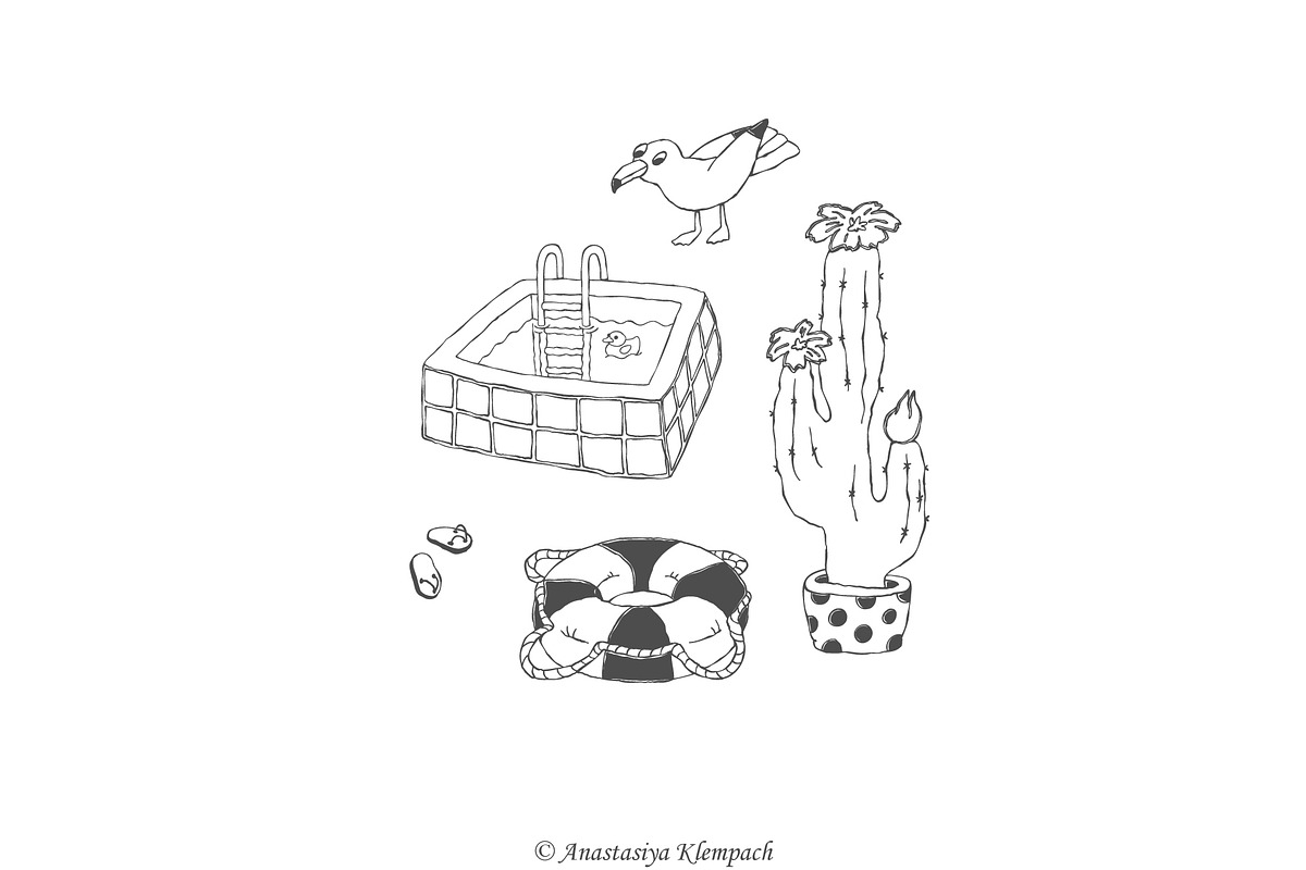 Swimming Pool Hand Drawn Clipart, an Illustration by Anastasiya Klempach (Photo 6 of 7)