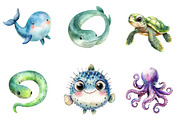Watercolor Under the Sea Clipart, an Illustration by Designking (Thumbnail 4 of 6)