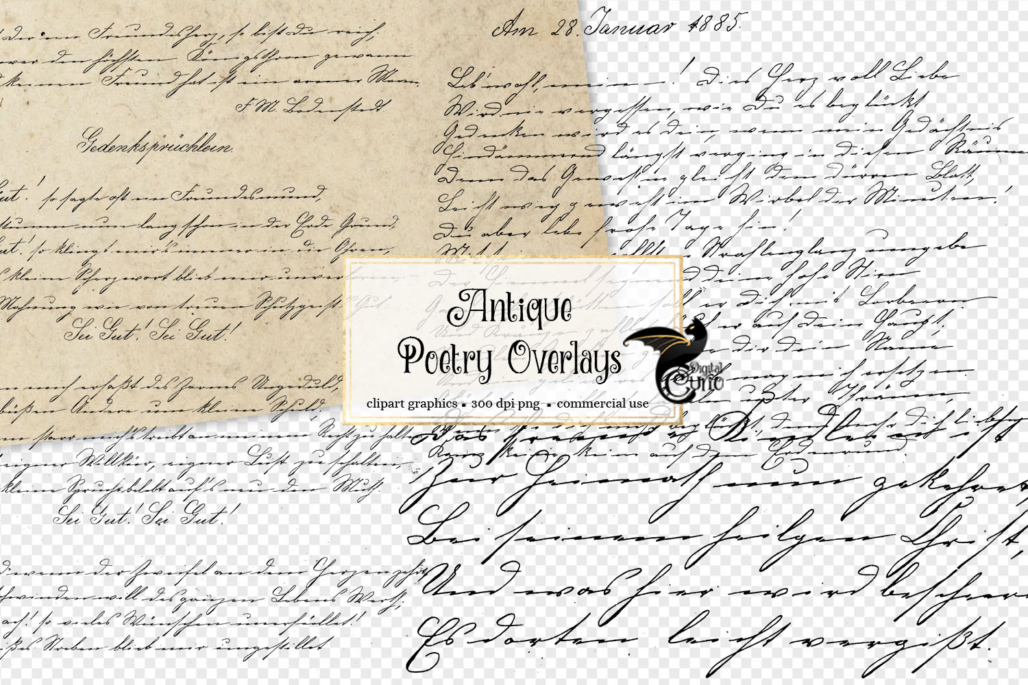 Antique Poetry Overlays, a Texture Graphic by Digital Curio