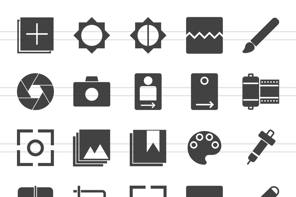 50 Picture Editing Glyph Icons preview 2