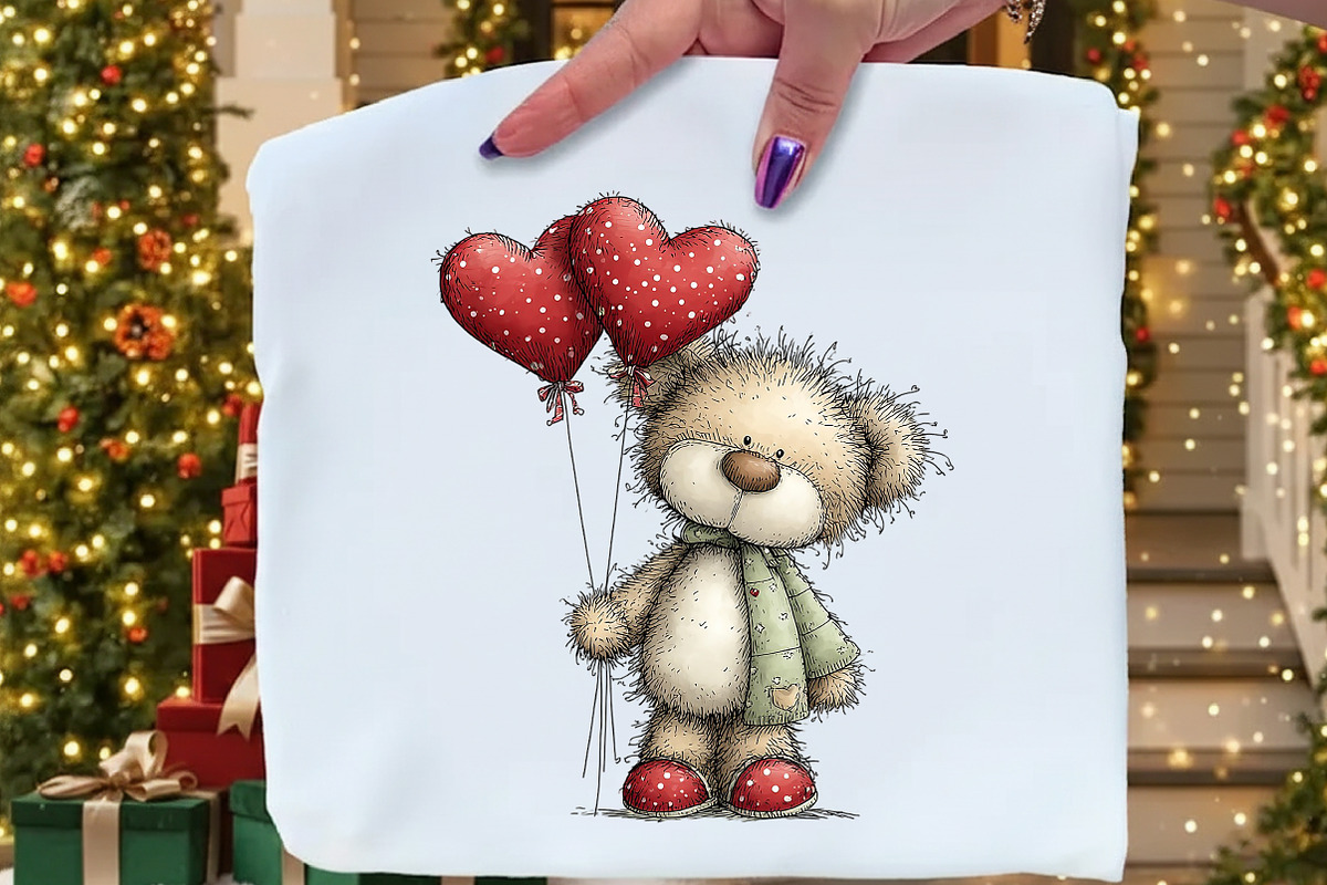 Whimsical Valentine Teddy Bear PNG, an Illustration by Craft Nest (Photo 5 of 11)
