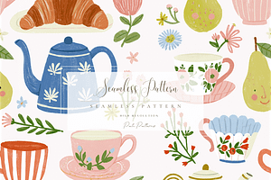 Vintage Teacups Seamless Pattern, a Pattern Graphic by Pati Charm Studio