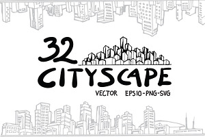 32 Doodle Cityscape