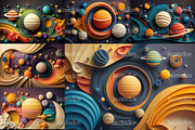 20 Papercraft Space Backgrounds, a Decorative Illustration by Incomelion (Thumbnail 4 of 6)