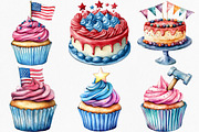 Watercolor Labor Day Cake Clipart, an Illustration by Canvas Craft (Thumbnail 2 of 8)