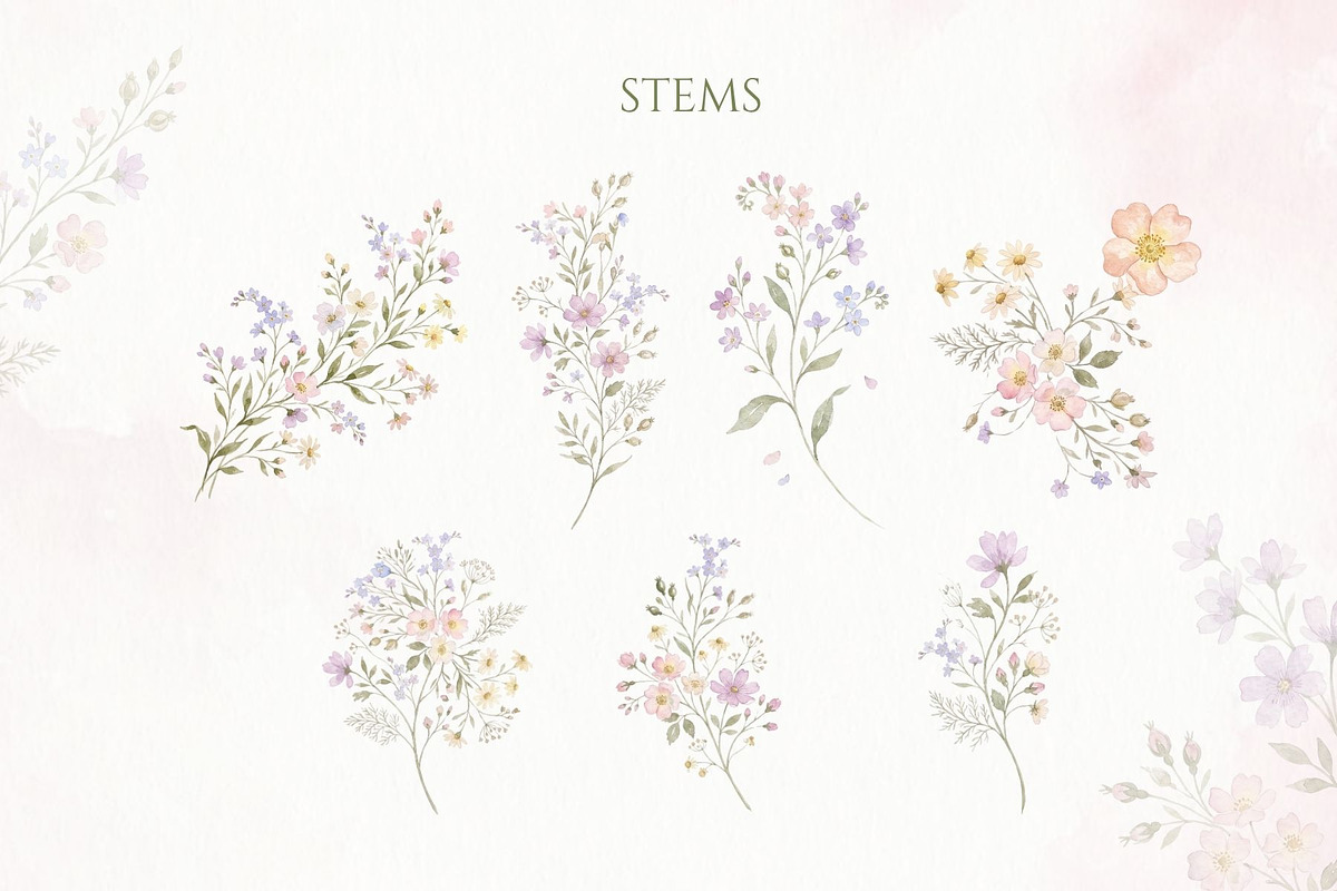 Wildflower Watercolor PNG Bundle, a Decorative Illustration by Arslan (Photo 4 of 16)