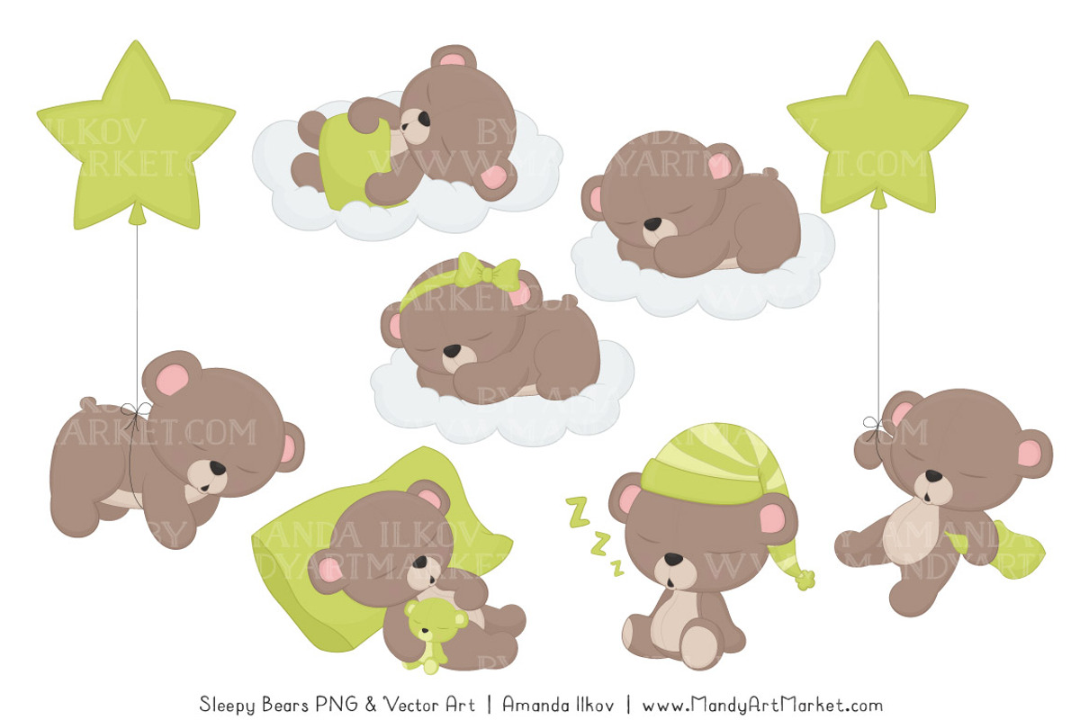 Bamboo Sleepy Bears Clipart, an Illustration by Amanda Ilkov (Photo 3 of 5)