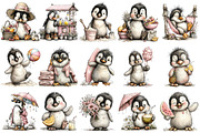 Whimsical Summer Penguin Clipart, an Illustration by OK Design (Thumbnail 3 of 6)