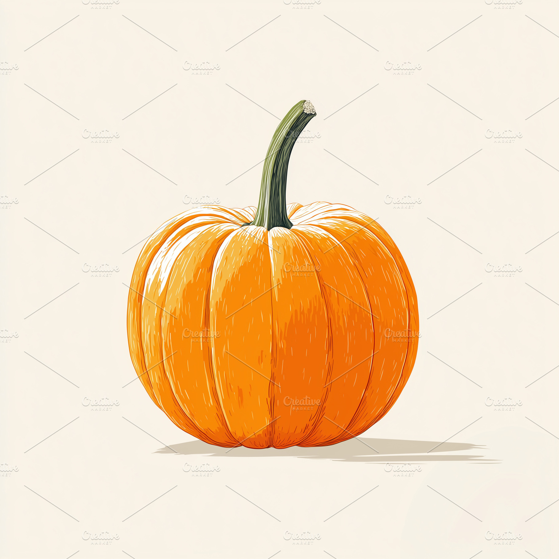 Vibrant orange pumpkin with green, a Food & Drink Photo by MistyDay