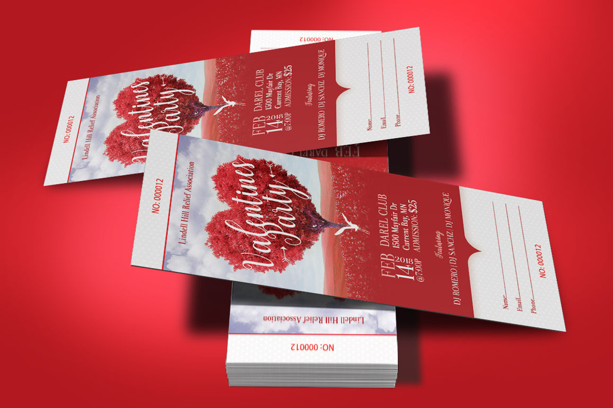 Tree Heart Valentines Party Ticket, a Card Template by Godserv Designs (Photo 1 of 9)