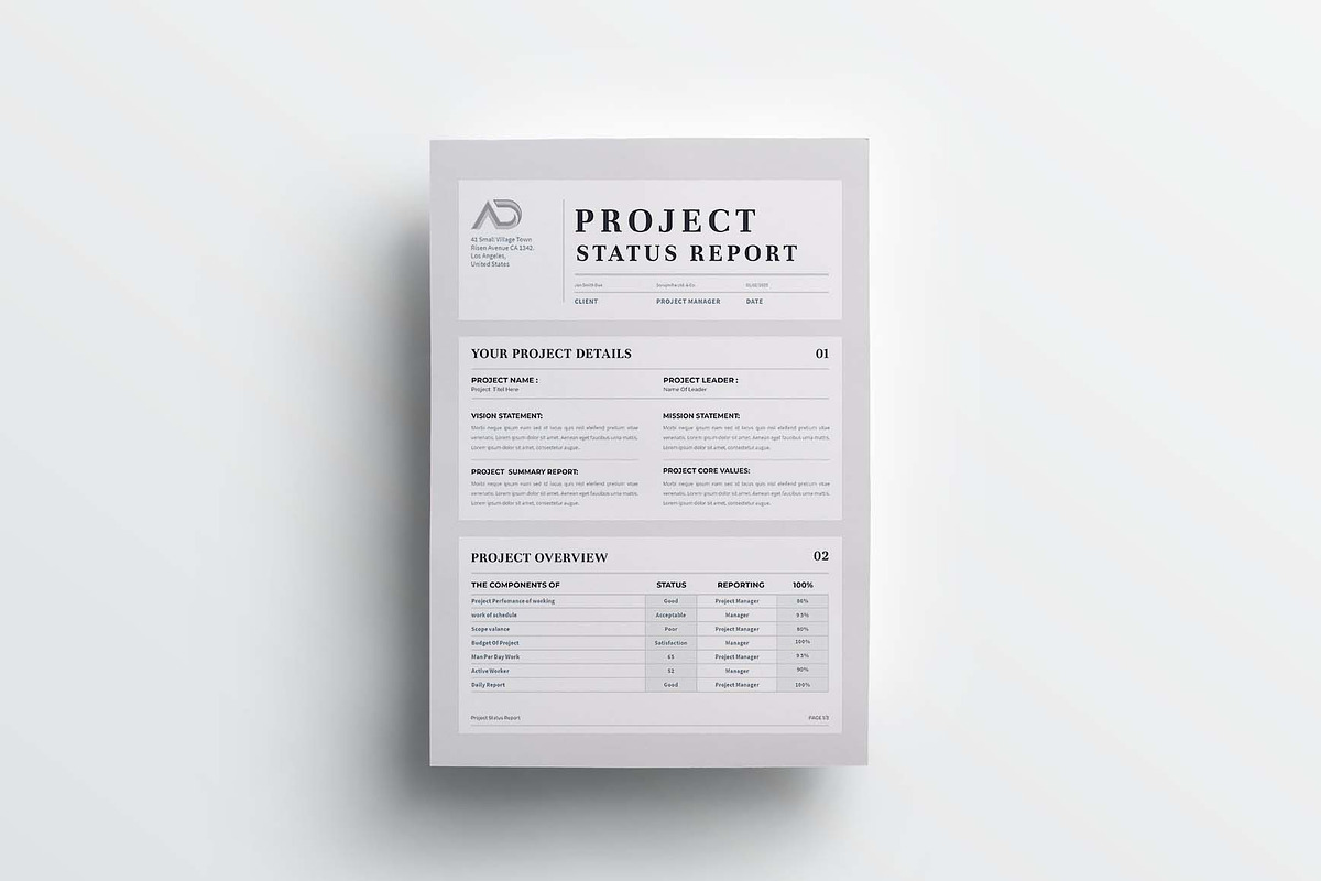 Project Status Report | Word & Indd, a Stationery Template by design_hut (Photo 3 of 6)
