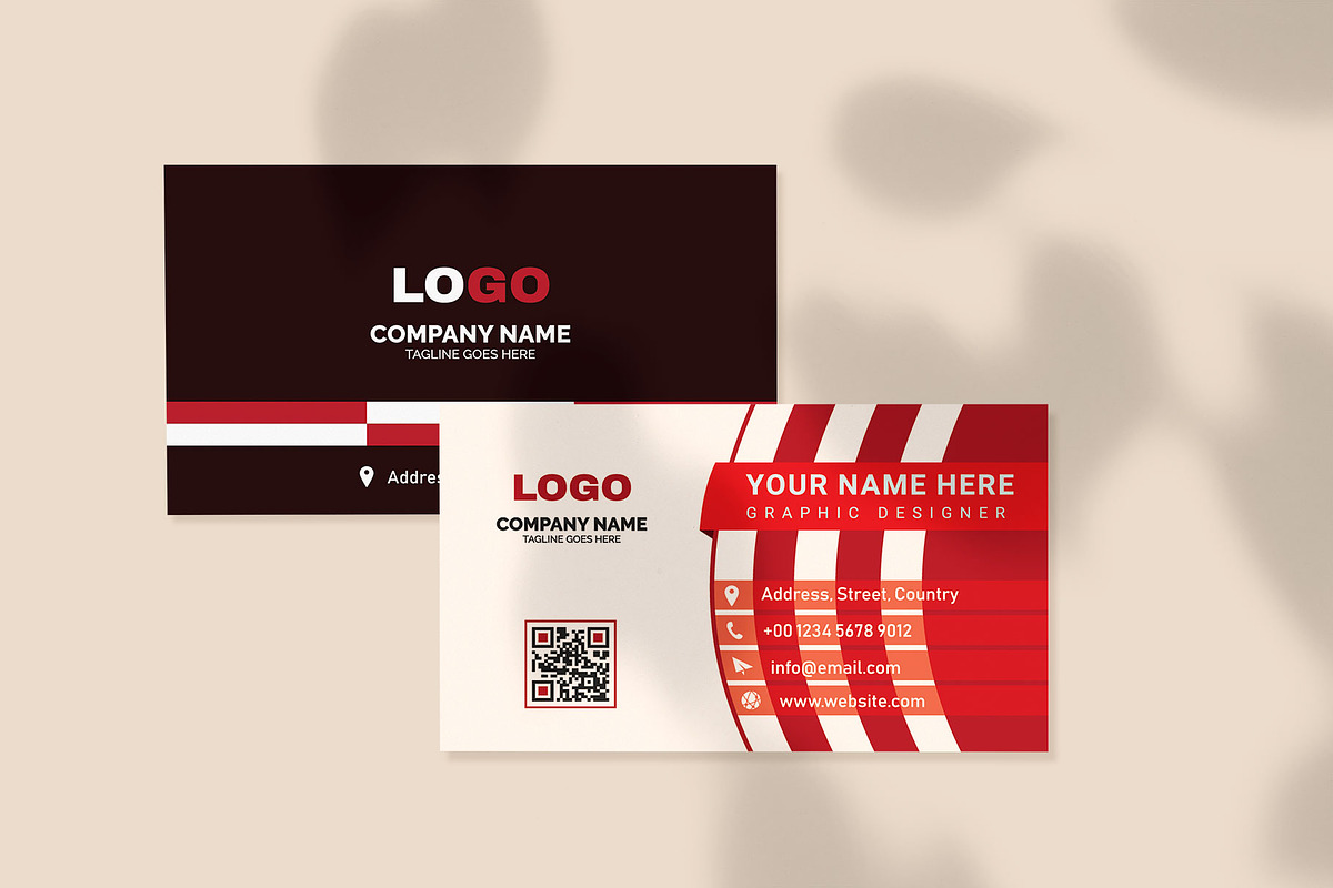 Red and white business card template, a Business Card Template by Vitoria's Collection (Photo 3 of 3)