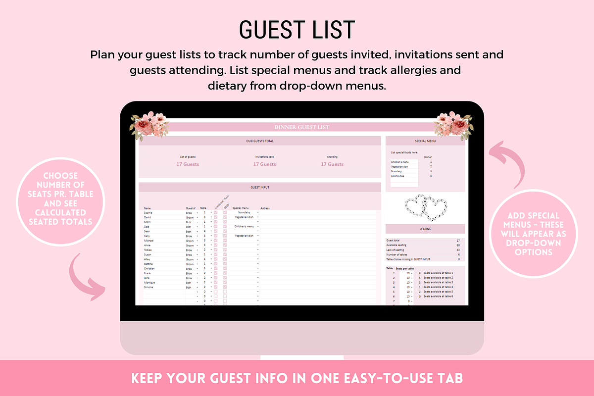 Wedding Planner Spreadsheet, a Templates & Theme by SunshineStudioBoutique (Photo 6 of 10)