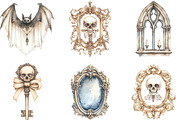 Ivory Gothic Halloween Clipart, an Illustration by CraftArtStudio (Thumbnail 2 of 6)