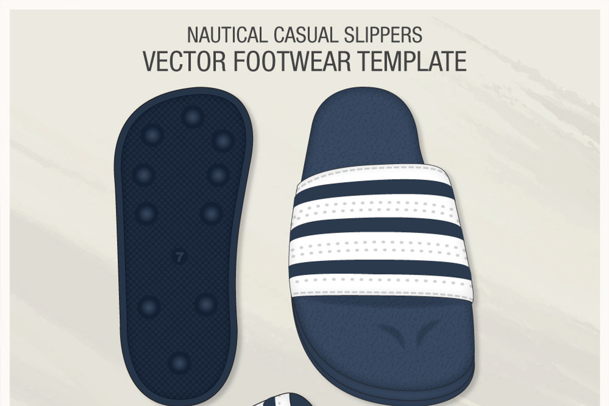 Nautical Casual Slippers Vector, an Illustration by VECFASHION