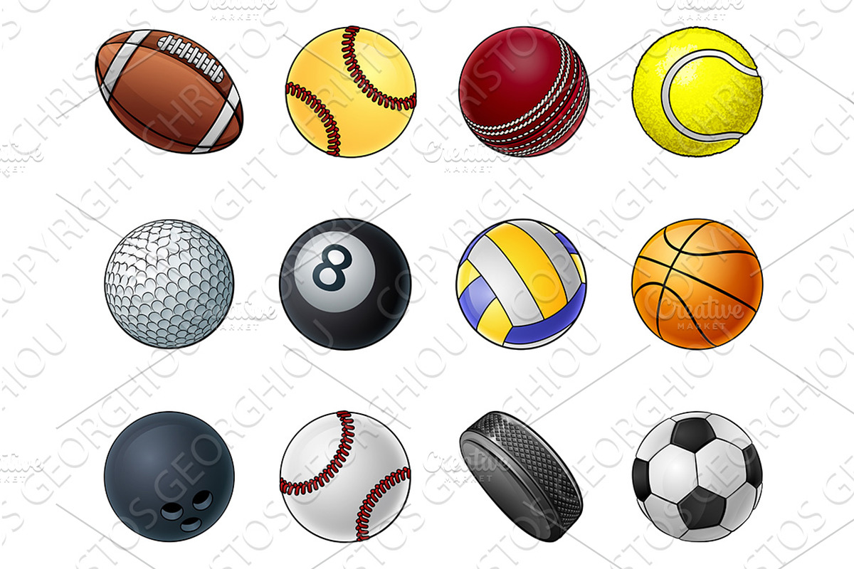 Sport Ball Set Sports Balls Cartoon, a Sport Illustration by Christos Georghiou