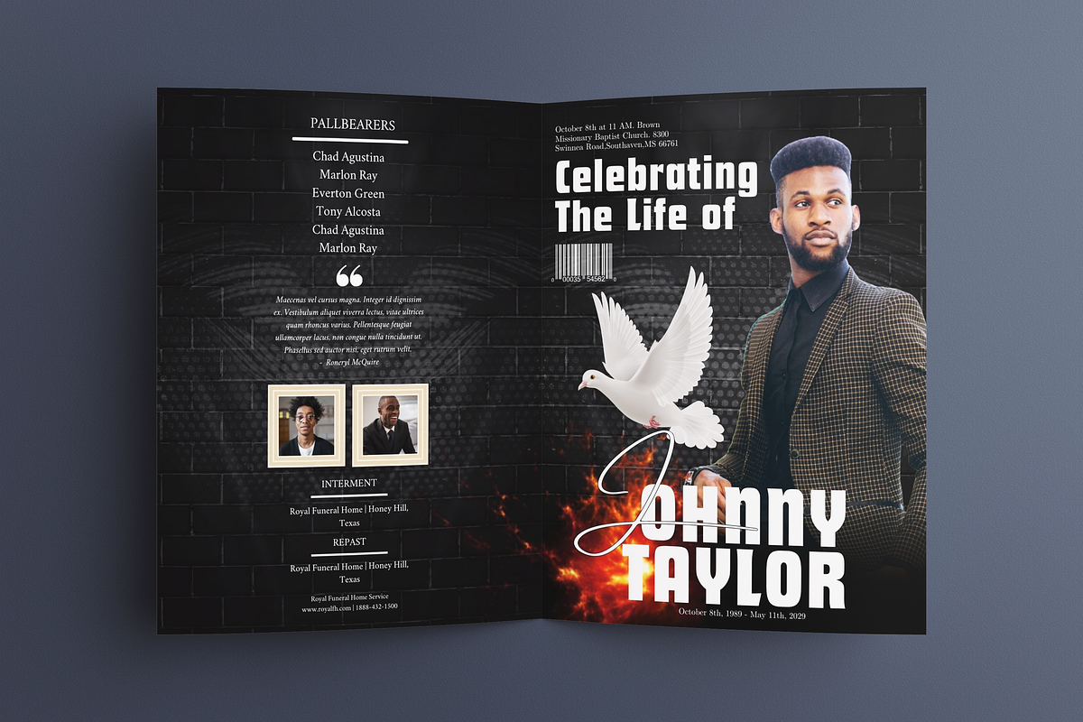 Black Funeral Program Template, a Templates & Theme by iloveTemplate