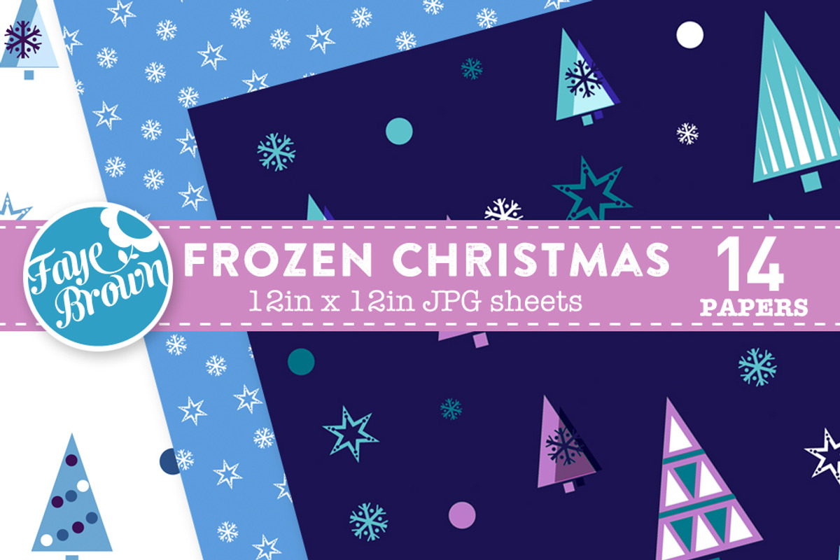 Frozen Christmas Digital Paper preview 4