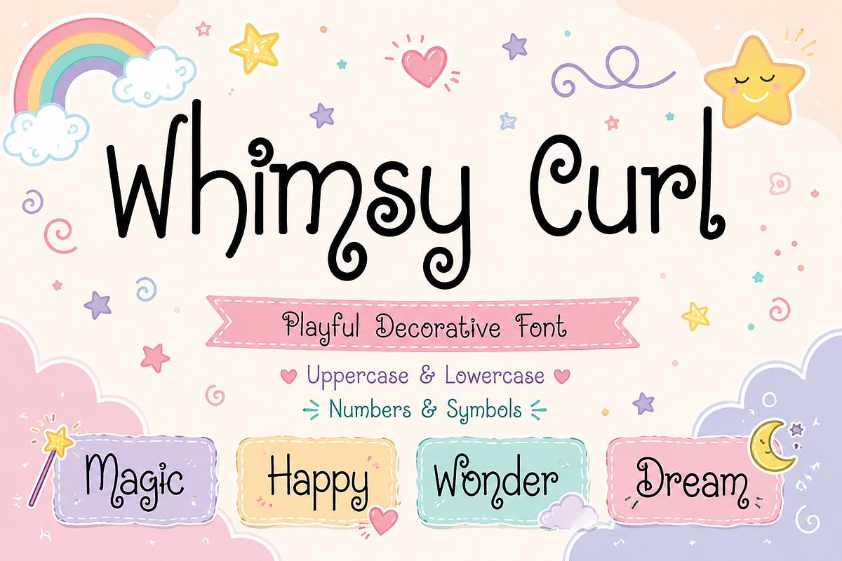 Whimsy Curl, a Handwritten Font by Wow Magic (Photo 1 of 6)