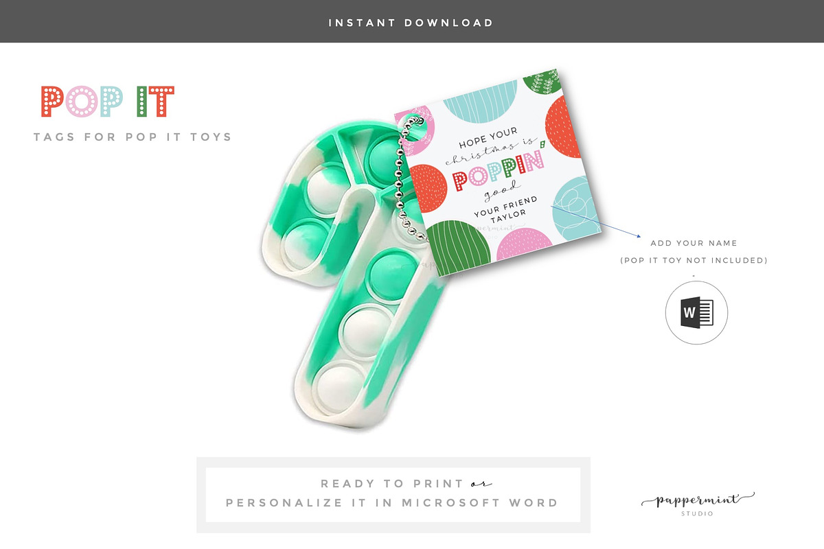 Christmas Pop It Gift Tags, a Card Template by PAPPERMINT RESUME STUDIO (Photo 1 of 3)