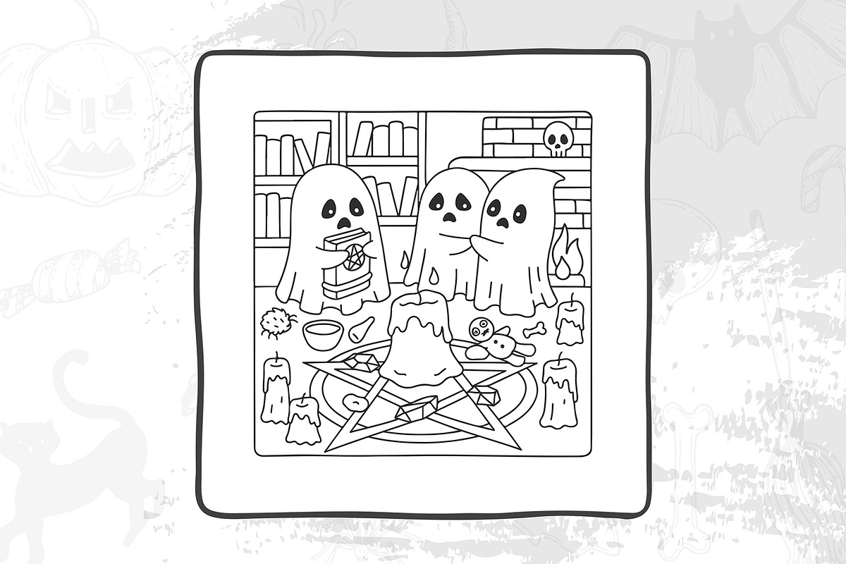 Cute Halloween Coloring Pages, an Illustration by DesignDevisers (Photo 7 of 9)
