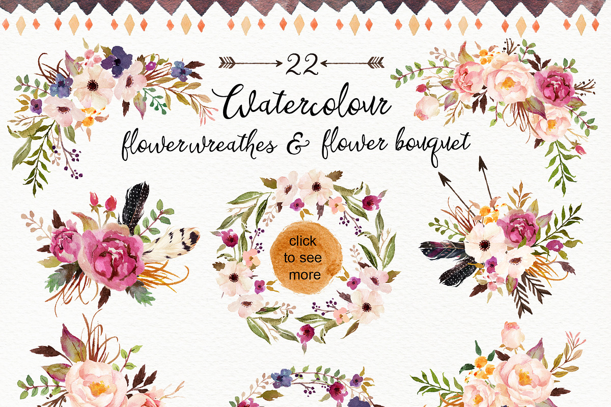 Watercolour Tribe&Flower DIY+Bonus, a Decorative Illustration by Graphic Box (Photo 3 of 5)