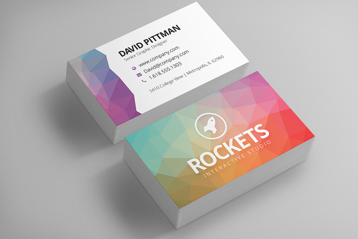Polygon Business Card Template, a Business Card Template by Creativenauts (Photo 1 of 4)
