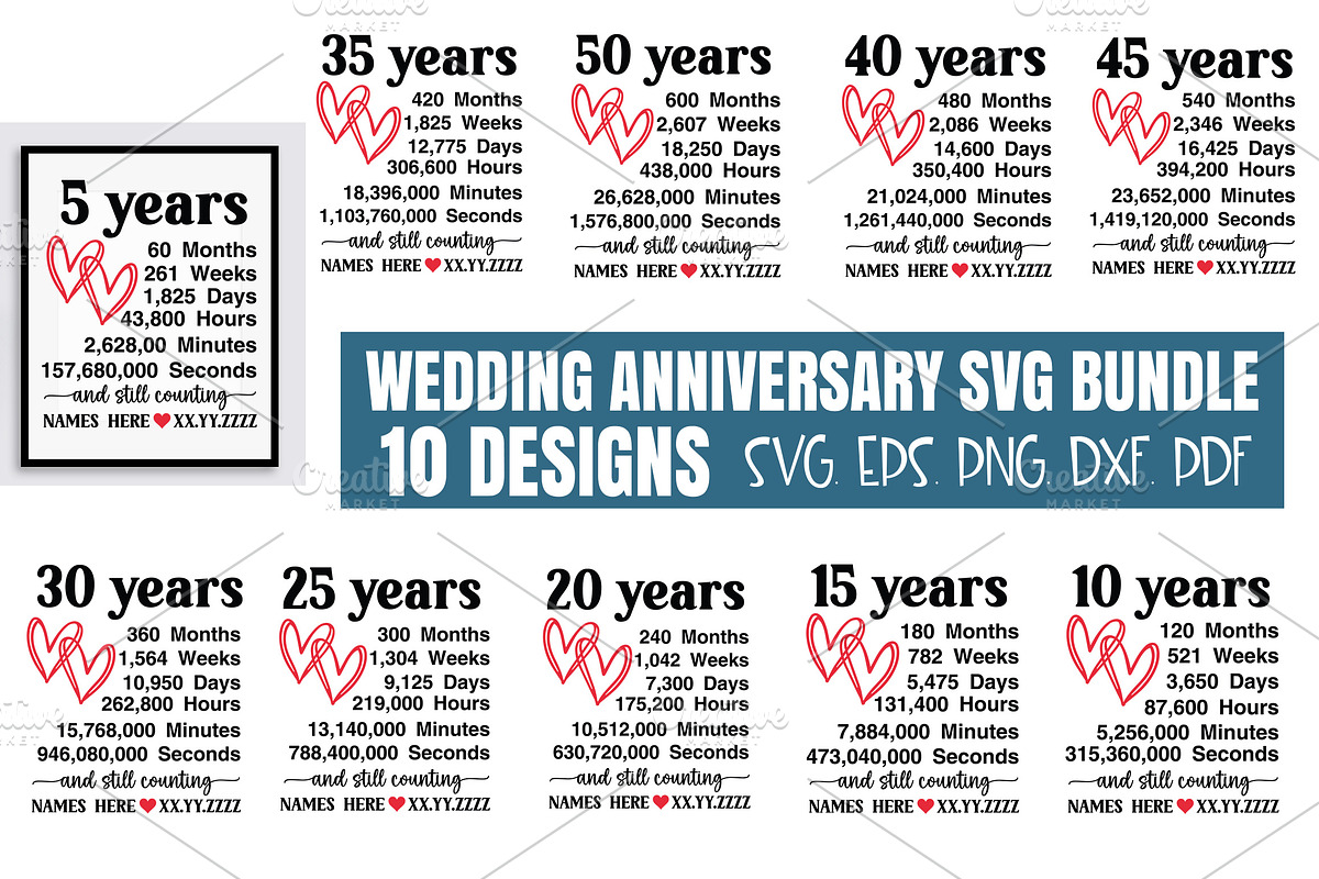 Wedding Anniversary SVG Bundle, a Graphic by Designer302 (Photo 1 of 12)