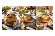 A stack of pita bread, garlic, onion, a Food & Drink Photo by Print Haven Mochi Vintage (Thumbnail 2 of 2)