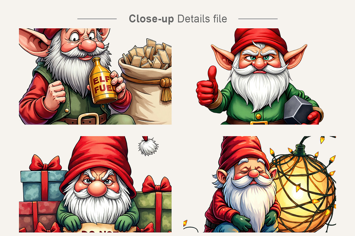 Sarcastic Christmas Gnome Clipart, an Illustration by Artnoy (Photo 4 of 8)