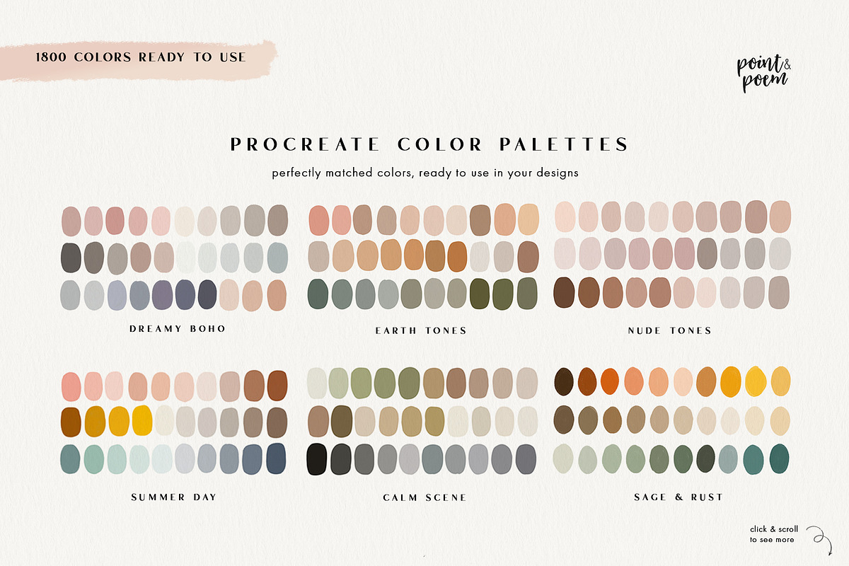Procreate Color Palette Bundle, a Palette Add-On by Point and Poem (Photo 2 of 9)