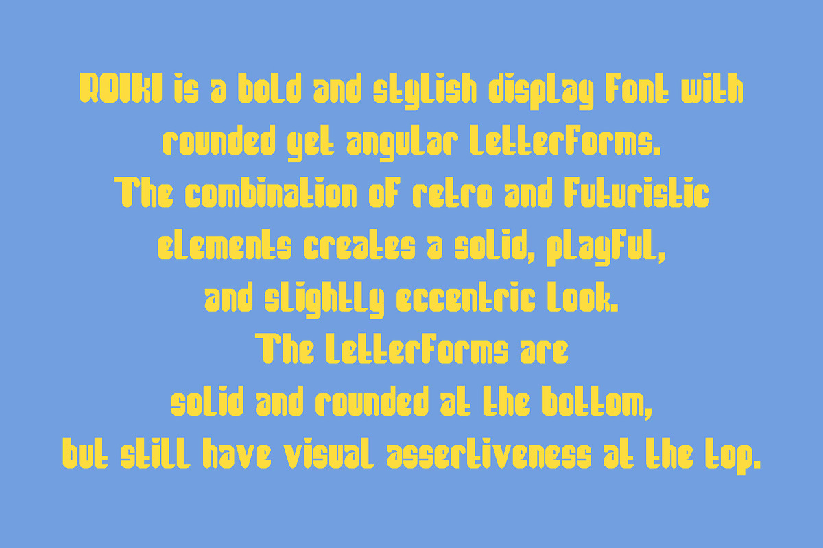 ROIKI - Sans Serif Display Font, a Sans Serif Font by Boril Std (Photo 2 of 17)