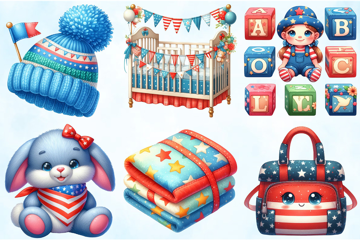 4th of July Baby Nursery Clipart, an Illustration by Craft Nest (Photo 4 of 9)