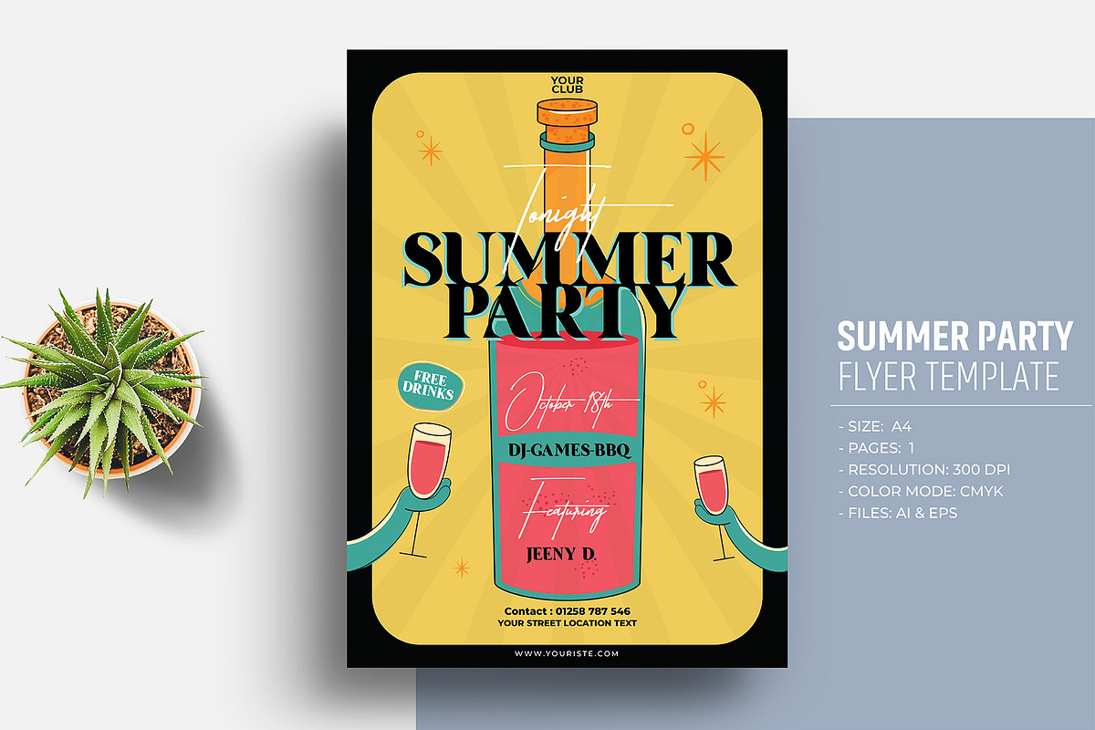 Summer Party Flyer Template, a Flyer Template by Sharifull11 (Photo 1 of 3)