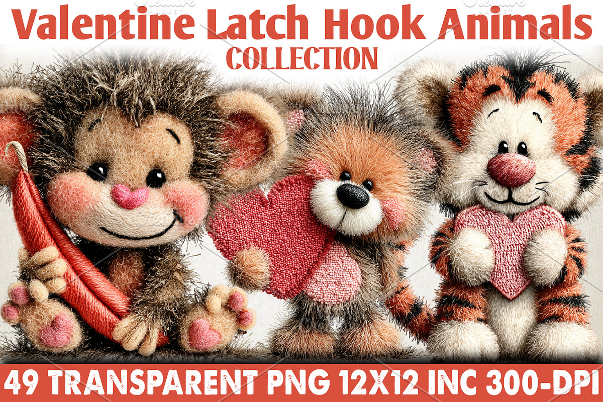 Valentine Latch Hook Animals Clipart, an Animal Illustration by RobertsArt (Photo 1 of 6)