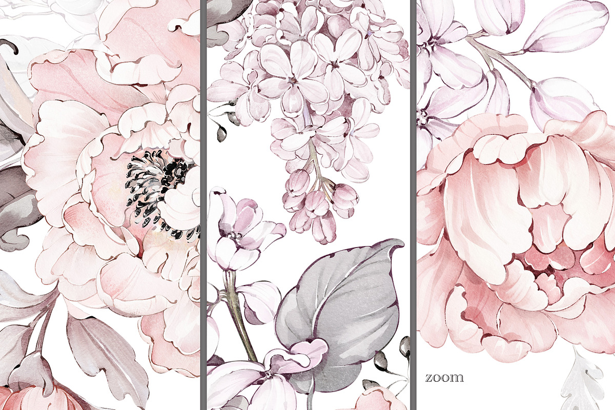 Pink Watercolor Peonies Pattern, a Pattern Graphic by Lisima (Photo 5 of 16)