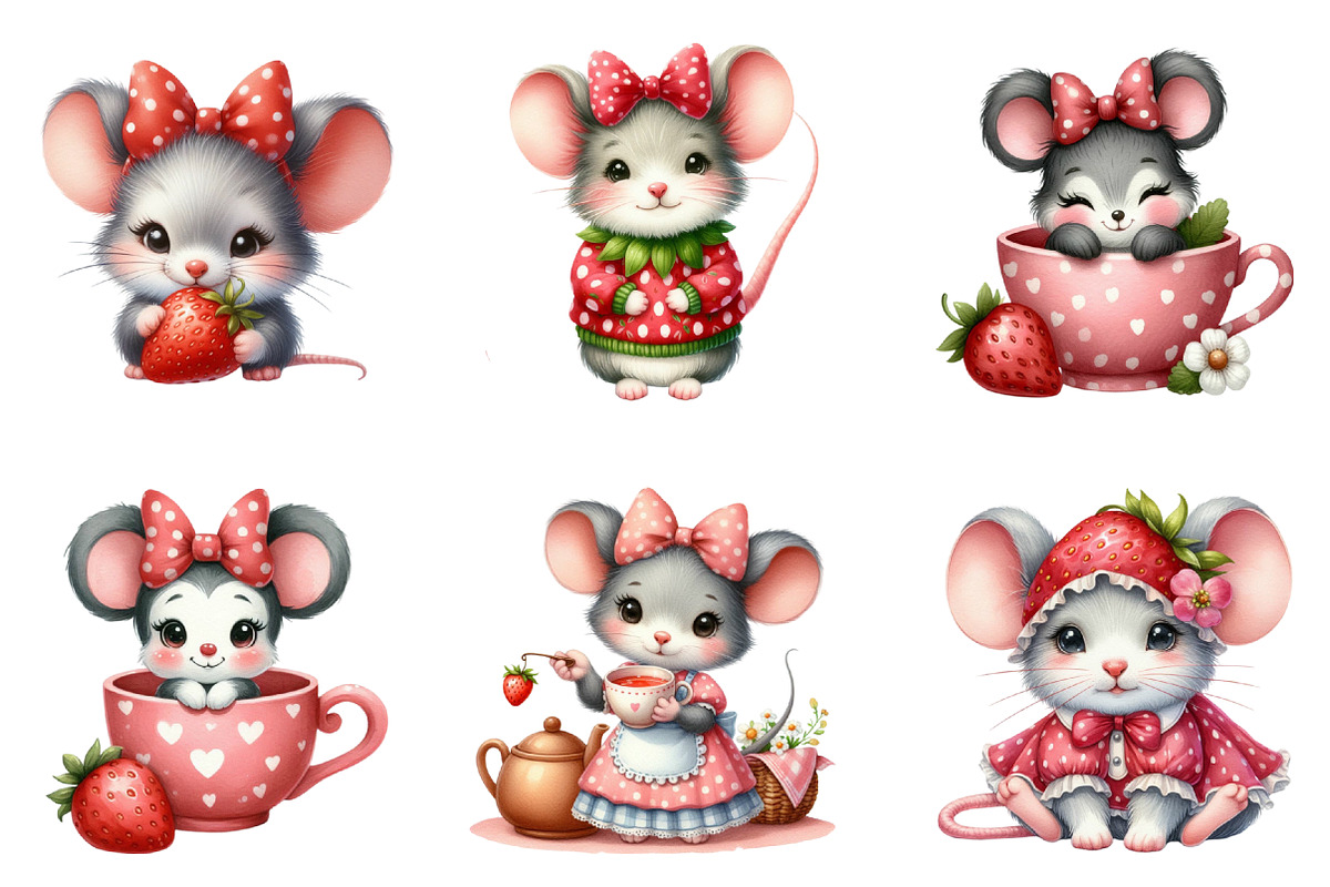 Minnie Animals Mouse Strawberry Clip, an Illustration by SinaCreation (Photo 5 of 5)
