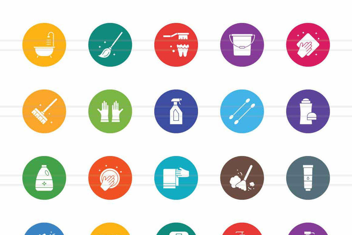 Hygiene Routine Flat Round Icons, an Icon by IconBunny (Photo 2 of 2)