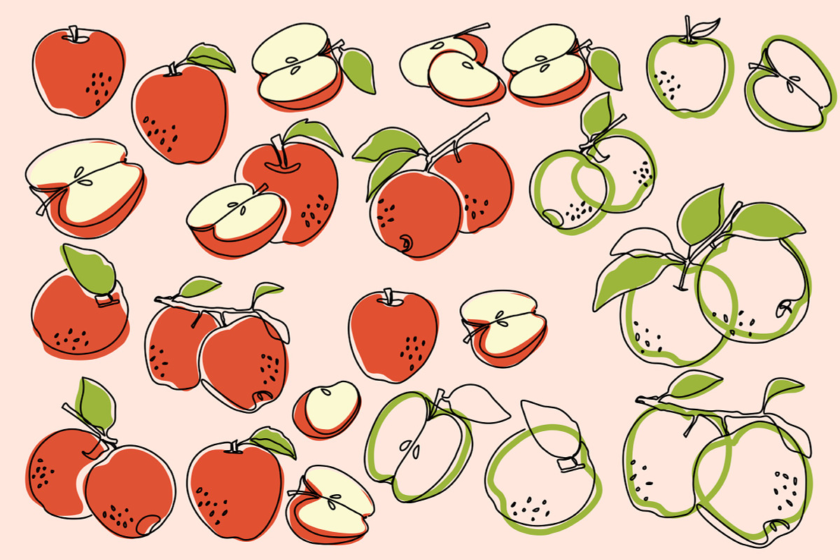 Apple Fruit Line Art Illustration, a Food Illustration by Adora ARTS (Photo 2 of 9)