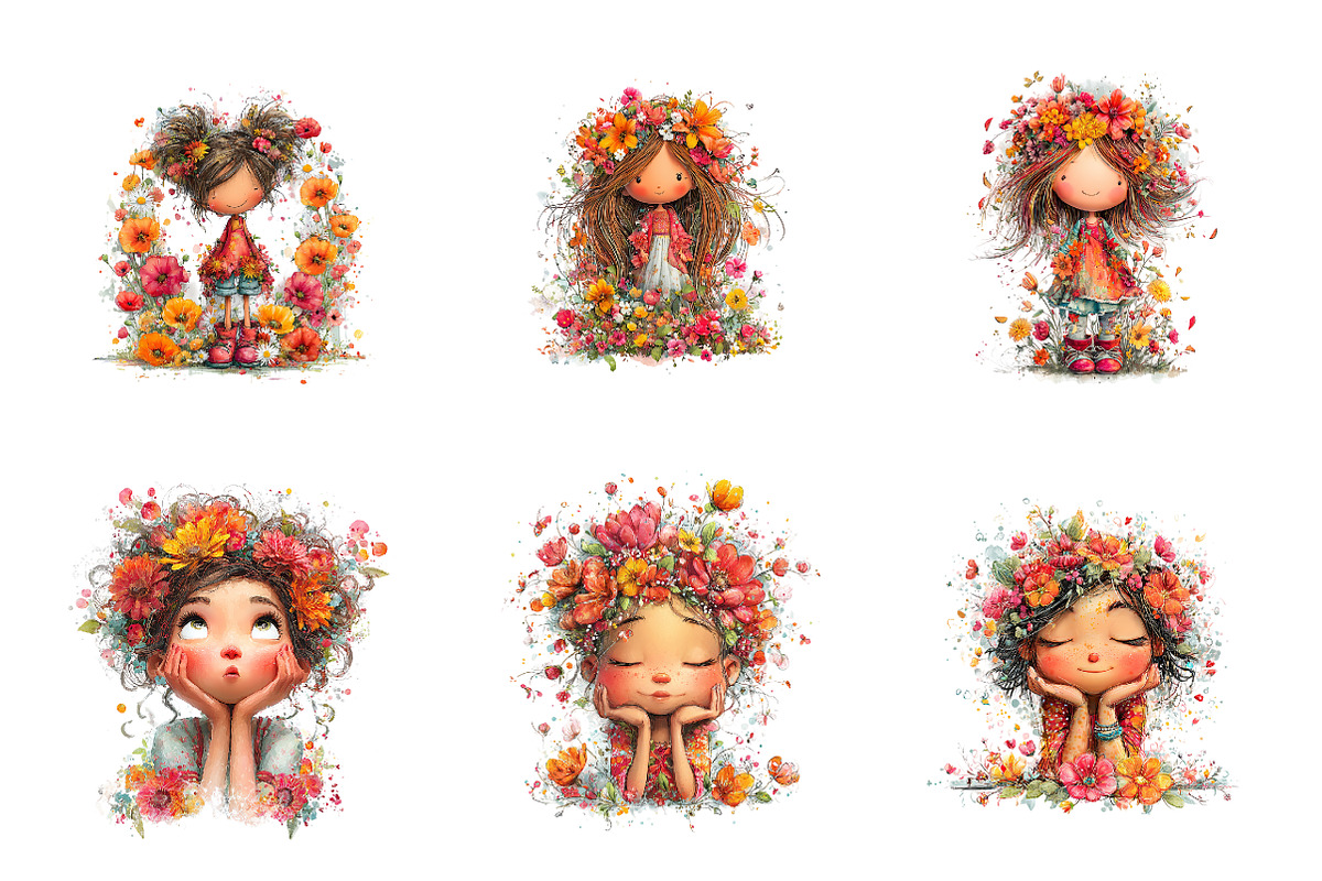 Whimsical girl and flower spring PNG, an Illustration by SinaCreation (Photo 7 of 11)