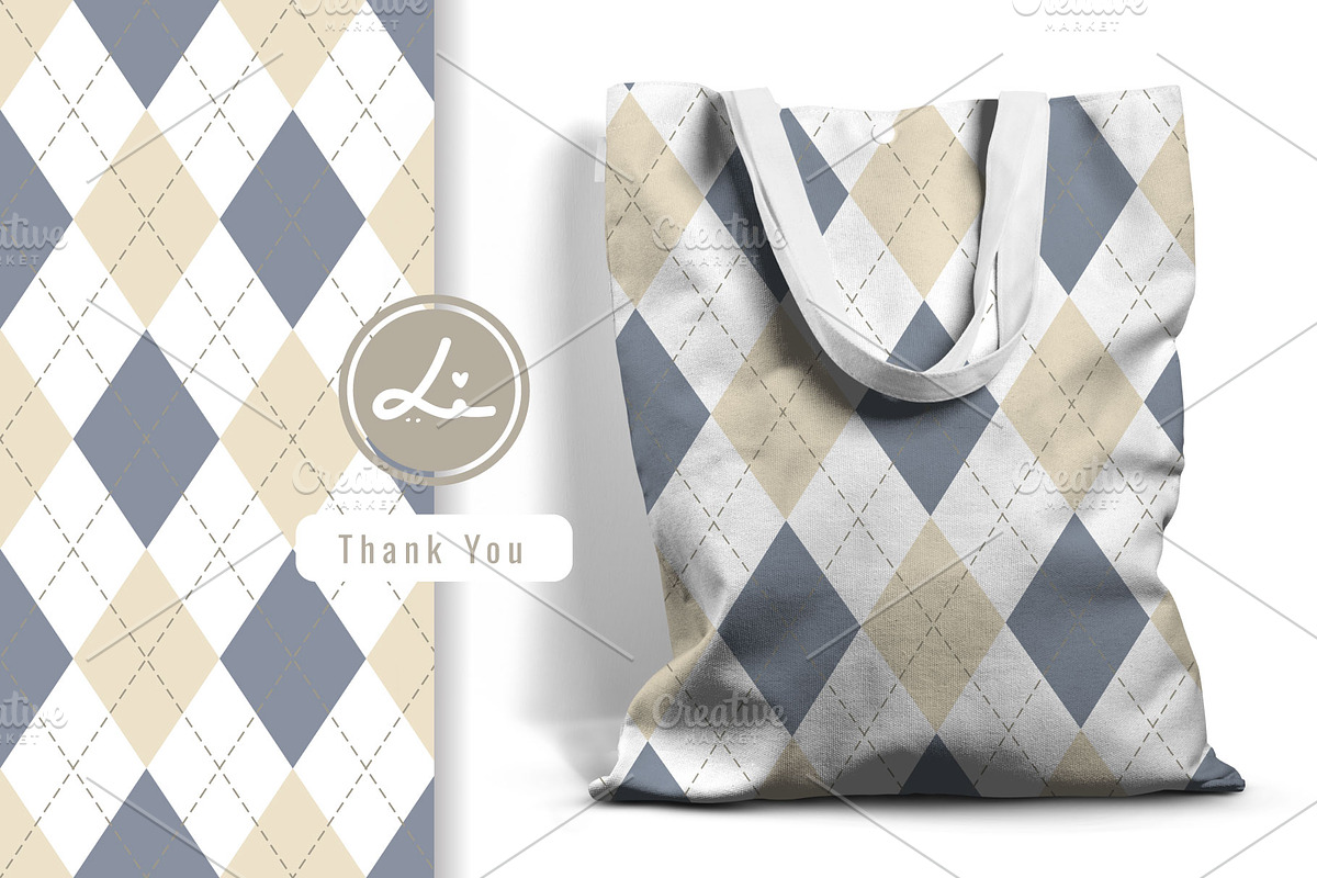 Winter Argyle plaid with Snowflake, a Pattern Graphic by lindoet23 (Photo 2 of 3)