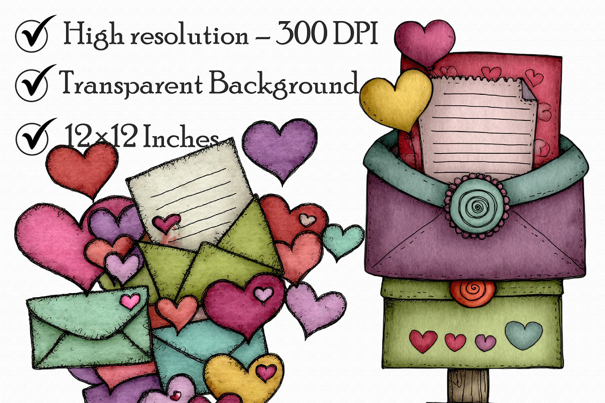 Valentine's Day Love Letter Clipart, an Illustration by Libby Wishes (Photo 6 of 7)