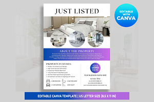 Just Listed Real Estate Flyer Canva, a Flyer Template by M9 Design