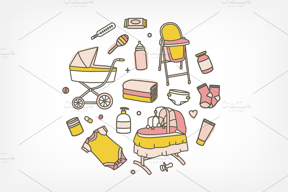 Newborn baby care products, tools, a Healthcare Illustration by Good Studio (Photo 5 of 11)