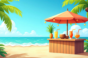 Tropical Island With Coconut Drink S, a Photo by LOGOCREATIVE