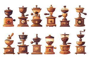 Cartoon set of old hand grinders for, an Object Illustration by LadadikArt