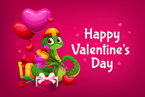 Valentine Day greeting card, snake, an Illustration by Buch&Bee